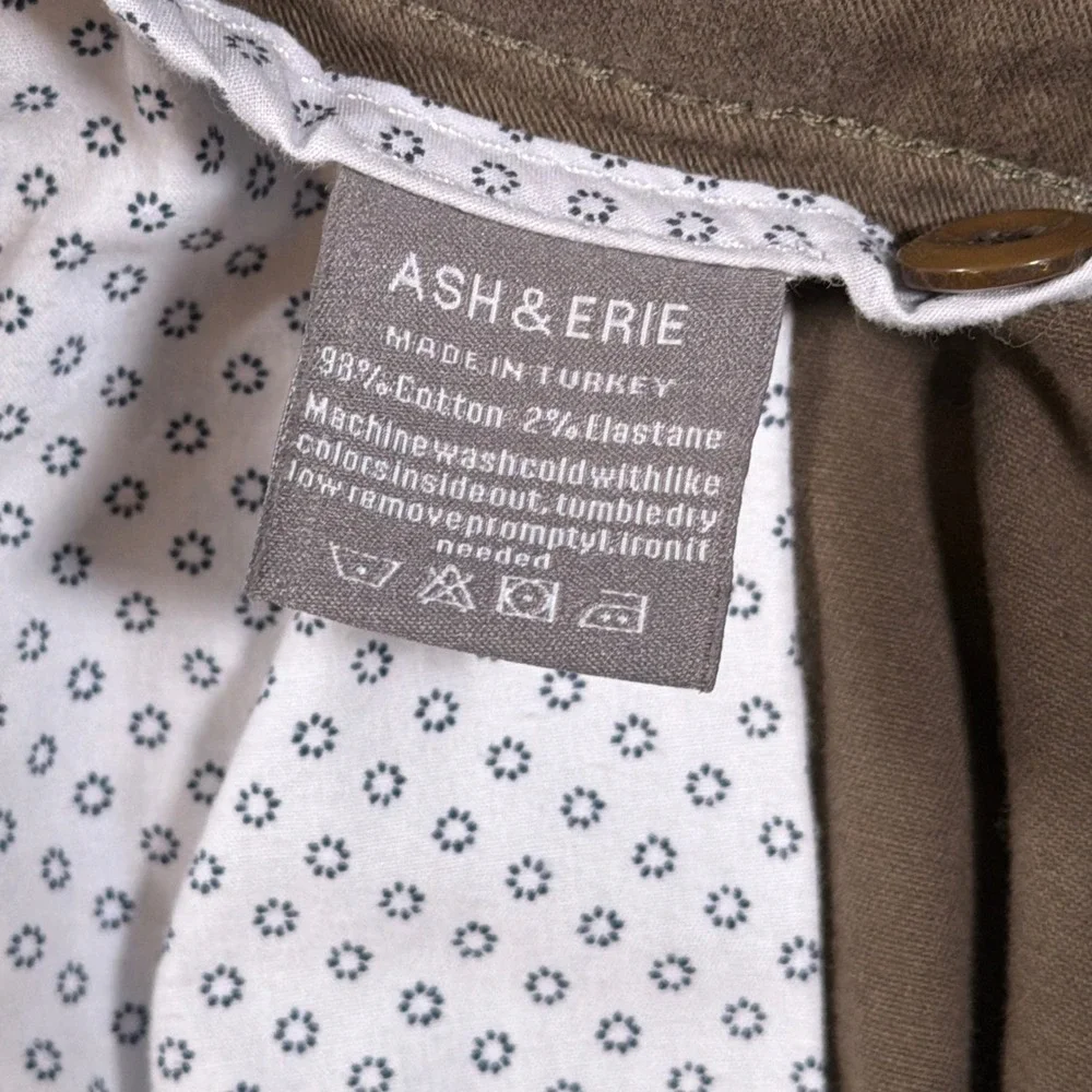 Ash & Erie Chino Shorts Mens 36 Brown Stretch Cotton Casual Everyday Preppy